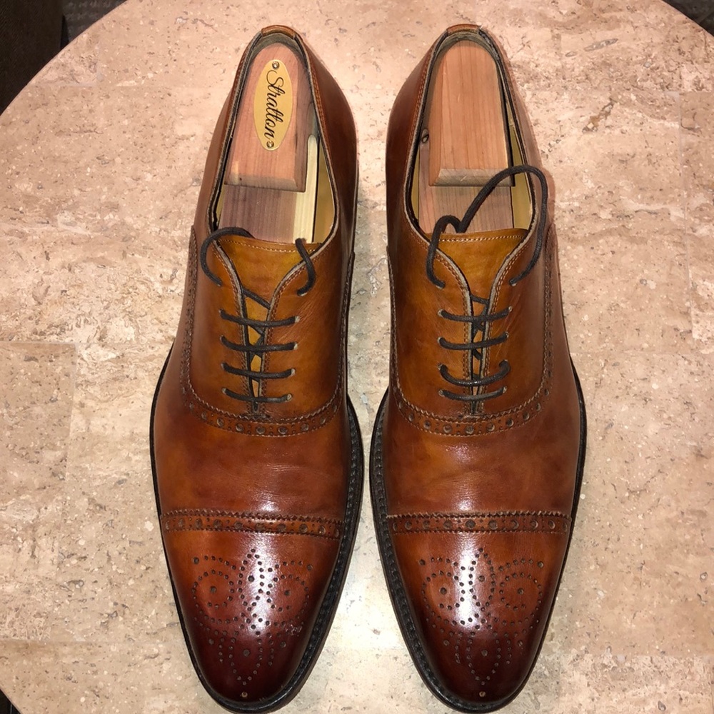 Magnanni Cognac Brogue Cap Toe Oxfords Size 9